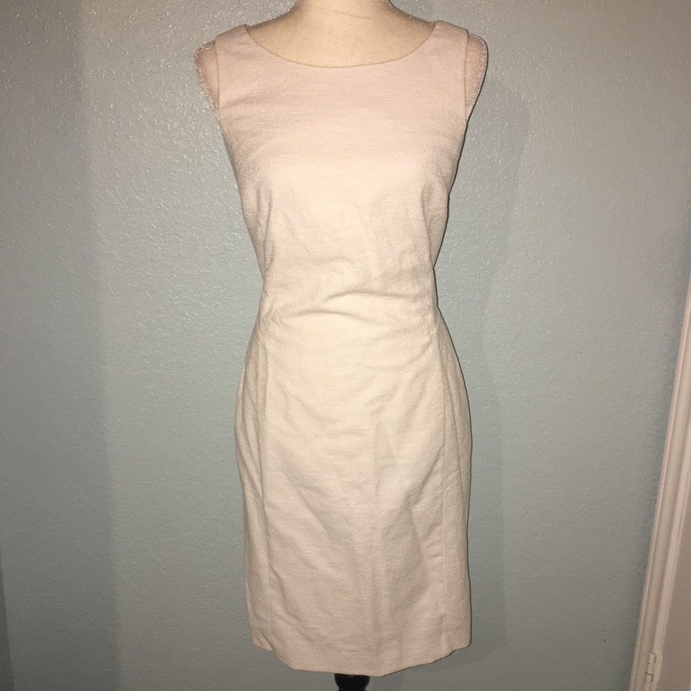 Ann Taylor Off White Sheath Dress Textured 8